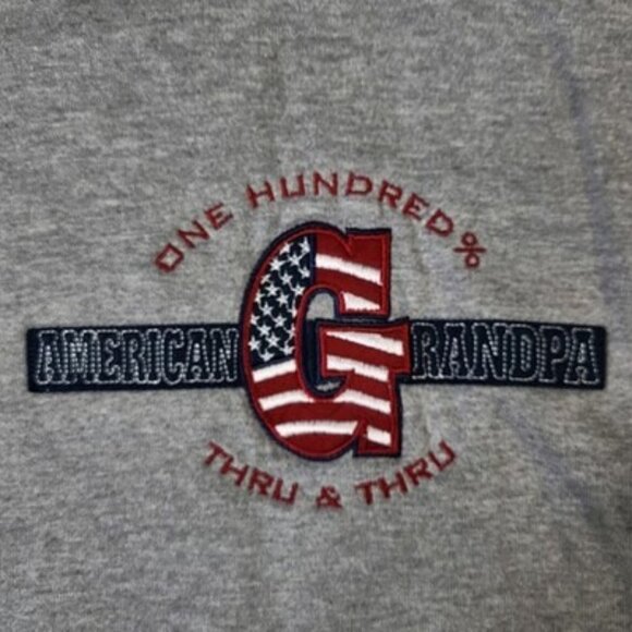 M&C Sport Sweatshirt Men's XL American Grandpa One Hundred % Gray Crew Patriotic - Picture 2 of 11